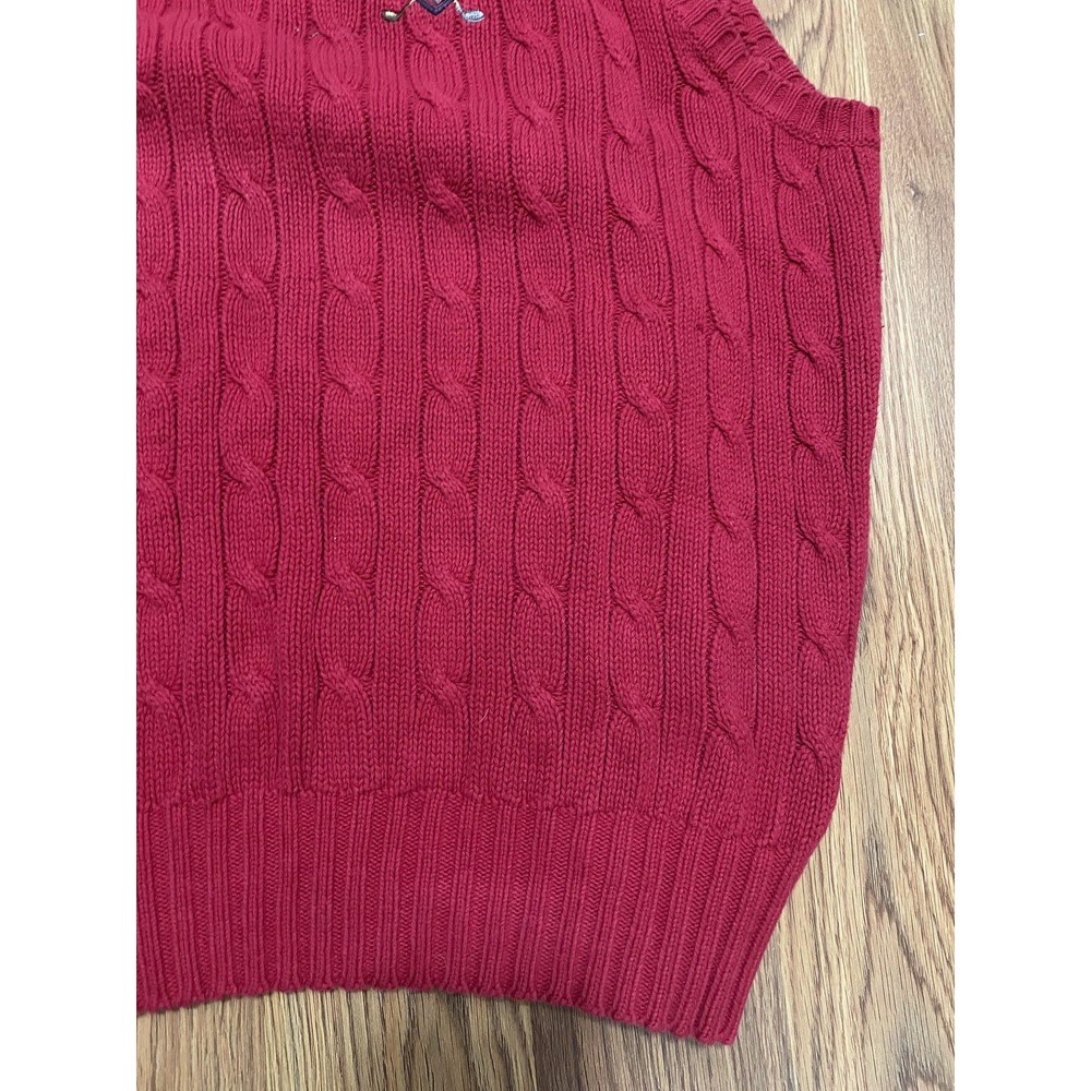 Polo Ralph Lauren Sweater Vest Mens XL Cable Knit Golf Crest V Neck - Picture 6 of 11